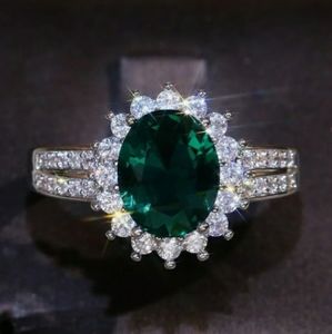 Emeral Saphire Antique Engagement Wedding Ring 925
